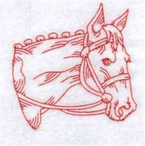 Picture of Redwork Horse Head Machine Embroidery Design
