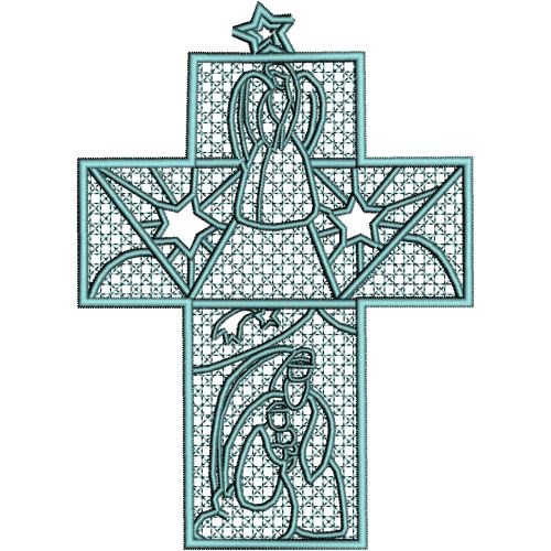 FSL Nativity Ornament Cross 2 Machine Embroidery Design