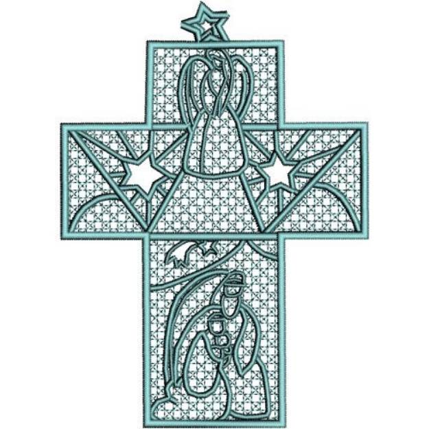 Picture of FSL Nativity Ornament Cross 2 Machine Embroidery Design