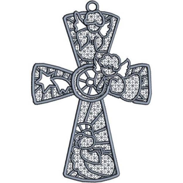 Picture of FSL Nativity Ornament Cross 6 Machine Embroidery Design
