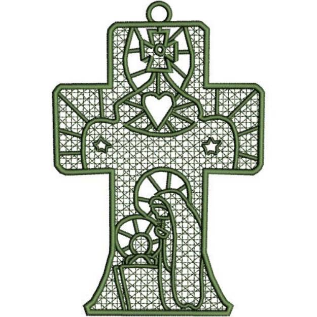 Picture of FSL Nativity Ornament Cross 7 Machine Embroidery Design