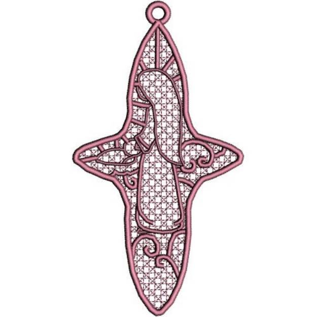 Picture of FSL Nativity Ornament Cross Machine Embroidery Design