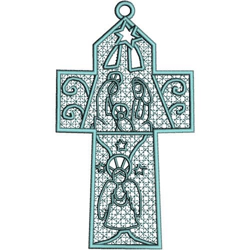 FSL Nativity Ornament Cross 4 Machine Embroidery Design