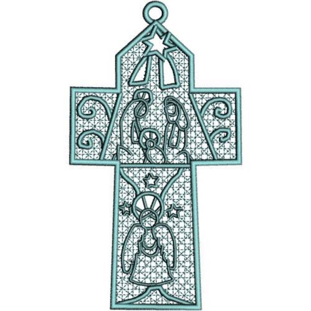 Picture of FSL Nativity Ornament Cross 4 Machine Embroidery Design
