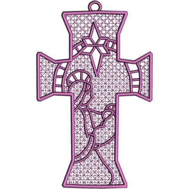 Picture of FSL Nativity Ornament Cross 5 Machine Embroidery Design