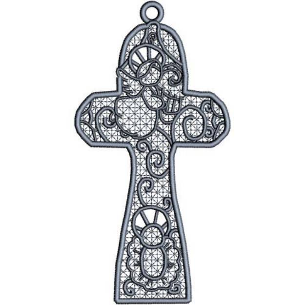 Picture of FSL Nativity Ornament Cross 9 Machine Embroidery Design