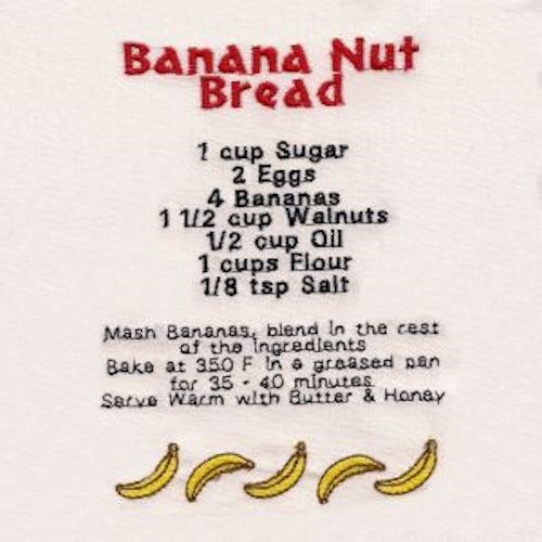 Banana Nut Bread Machine Embroidery Design