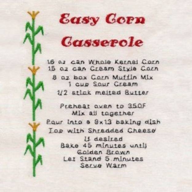 Picture of Easy Corn Casserole Machine Embroidery Design