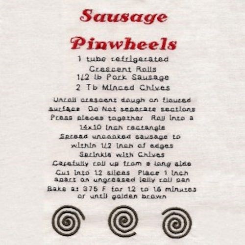 Sausage PinWheels Machine Embroidery Design