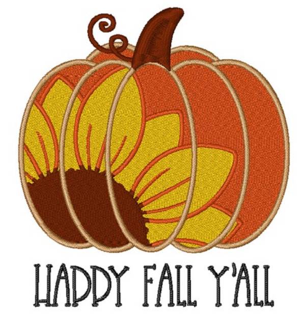 Picture of Happy Fall Yall Pumpkin Machine Embroidery Design