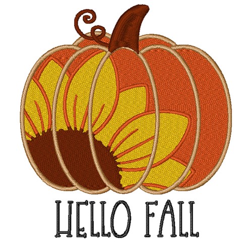 Hello Fall Sunflower Pumpkin Machine Embroidery Design
