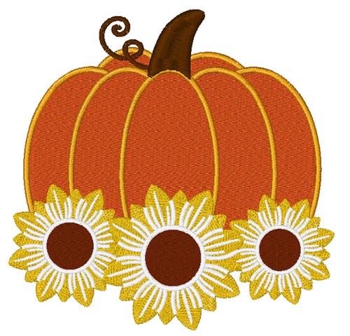 Pumpkin & Sunflowers Machine Embroidery Design