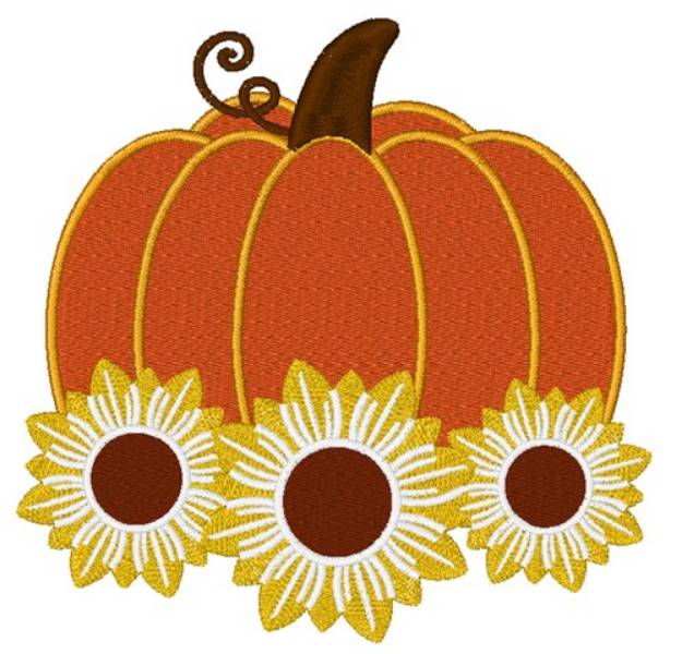 Picture of Pumpkin & Sunflowers Machine Embroidery Design