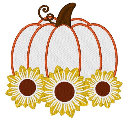 Pumpkin & Sunflower Outlline Machine Embroidery Design