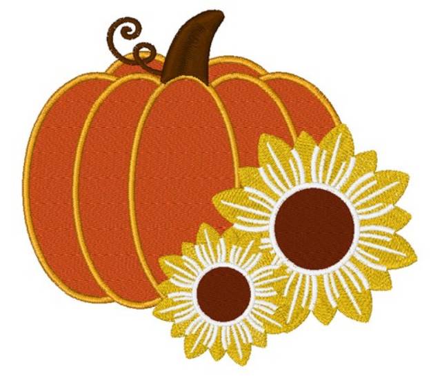 Picture of Pumpkin With Sunflowers Machine Embroidery Design