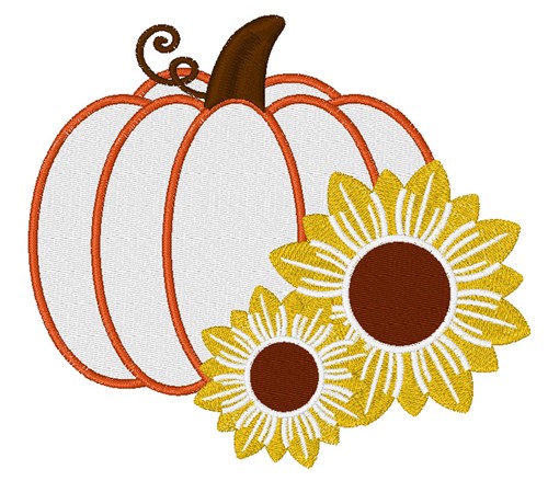Pumpkin & Sunflowers Machine Embroidery Design