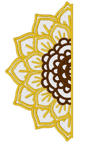 Vertical Sunflower Half Machine Embroidery Design