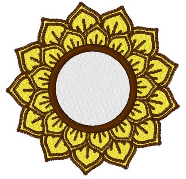 Picture of Layered Sunflower Monogram Frame Machine Embroidery Design