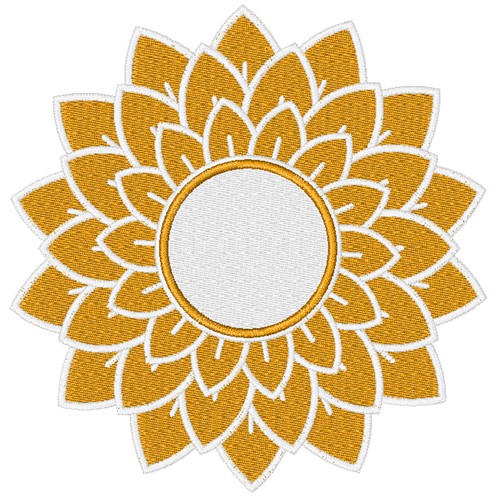 Solid Sunflower Monogram Frame Machine Embroidery Design
