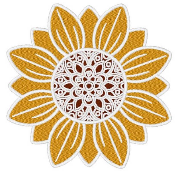 Picture of Sunflower With Decorative Center Machine Embroidery Design