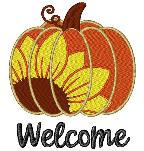 Welcome Sunflower Pumpkin Machine Embroidery Design