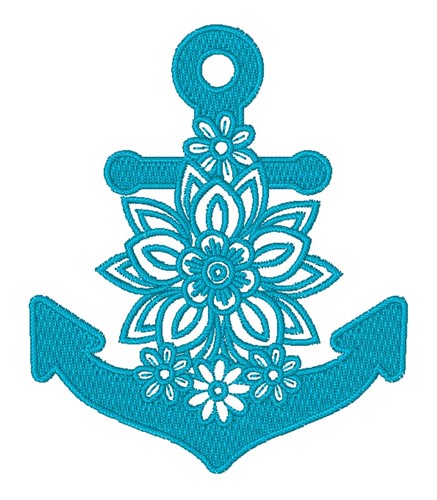 Floral Anchor Machine Embroidery Design
