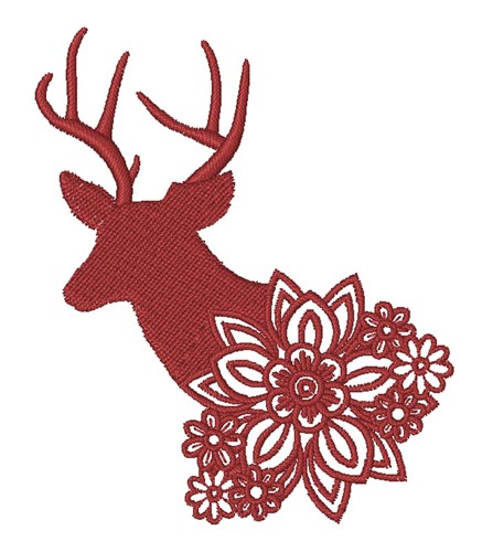 Floral Buck Silhouette Machine Embroidery Design