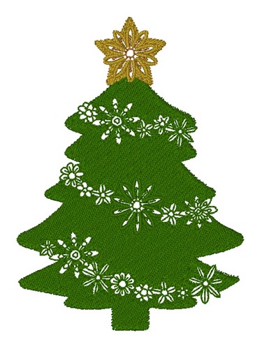 Christmas Tree & Snowflakes Machine Embroidery Design