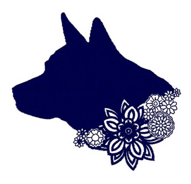 Picture of Floral Dog Silhouette Machine Embroidery Design