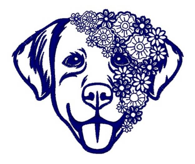 Picture of Floral Dog Head Outline Machine Embroidery Design