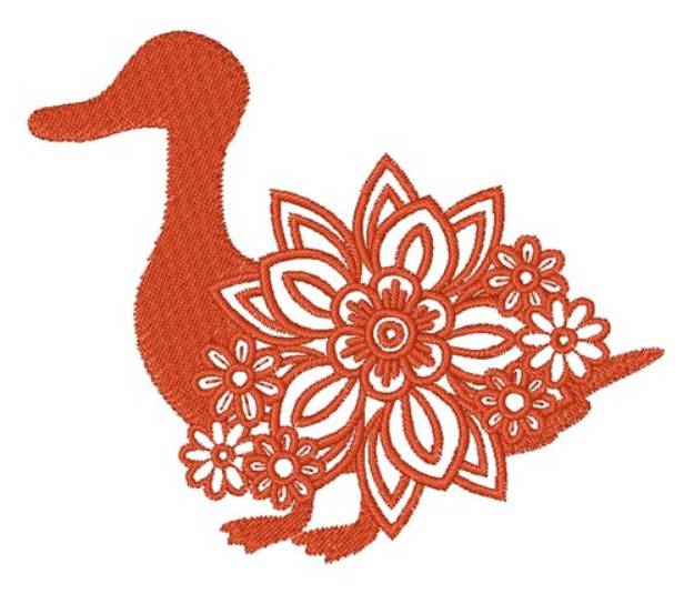 Picture of Floral Duck Silhouette Machine Embroidery Design