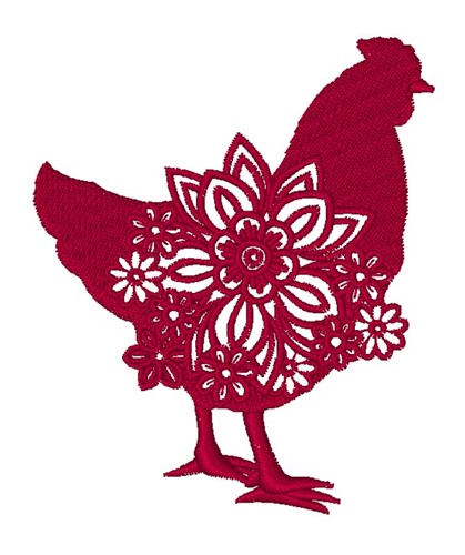 Floral Farm Chicken Machine Embroidery Design