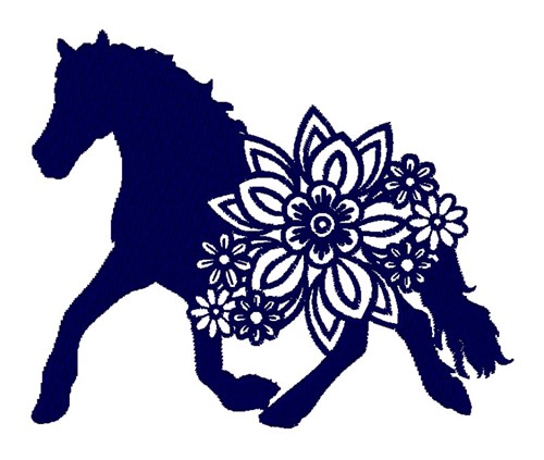 Floral Farm Horse Machine Embroidery Design