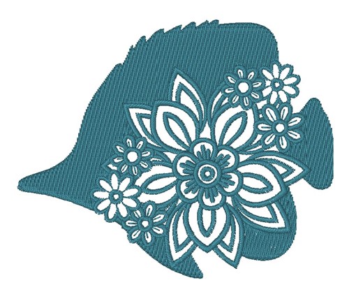 Floral Angel Fish Machine Embroidery Design