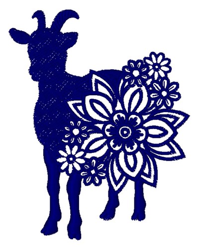 Floral Goat Machine Embroidery Design