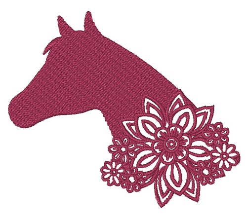 Floral Horse Machine Embroidery Design