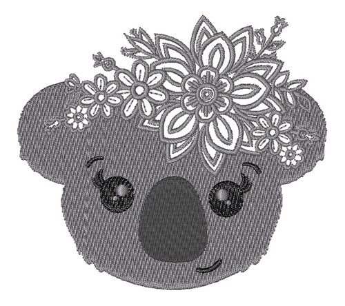 Floral Kawaii Koala Machine Embroidery Design
