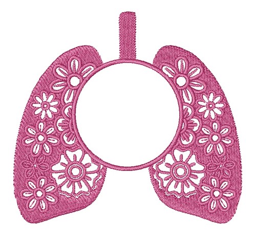Floral Lungs Monogram Frame Machine Embroidery Design