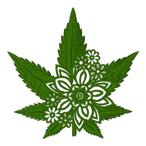 Floral Marijuana Leaf Machine Embroidery Design