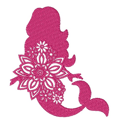 Floral Mermaid Machine Embroidery Design