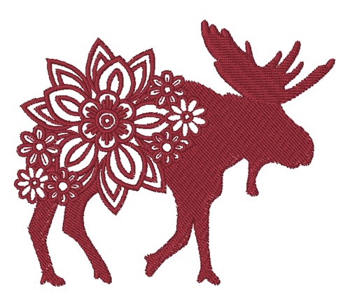 Floral Moose Machine Embroidery Design