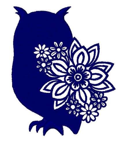 Floral Owl Machine Embroidery Design