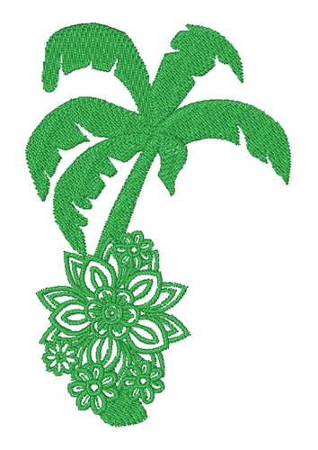 Floral Palm Tree Machine Embroidery Design