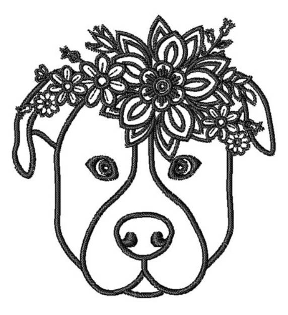 Picture of Floral Pitbull Outline