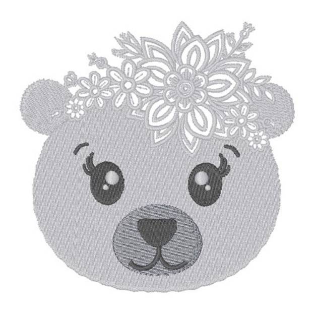 Picture of Floral Kawaii Polar Bear Machine Embroidery Design