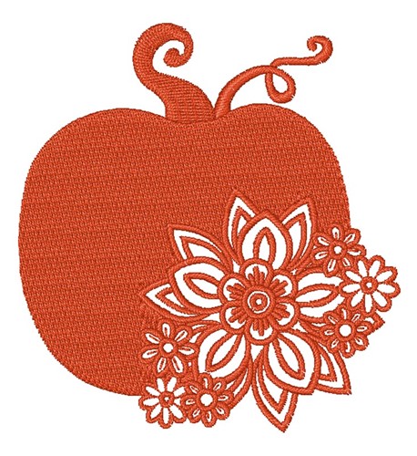 Floral Pumpkin Silhouette Machine Embroidery Design