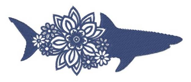 Picture of Floral Shark Silhouette Machine Embroidery Design