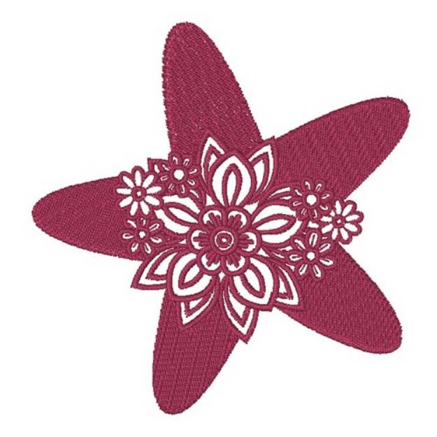 Picture of Floral Starfish Silhouette Machine Embroidery Design
