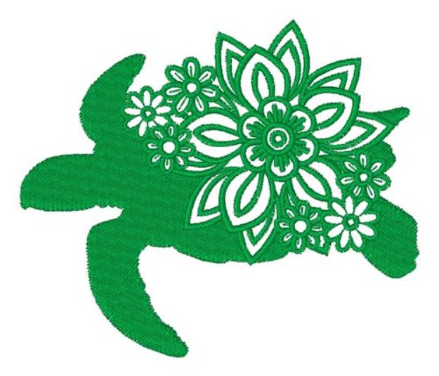 Picture of Floral Turtle Silhouette Machine Embroidery Design