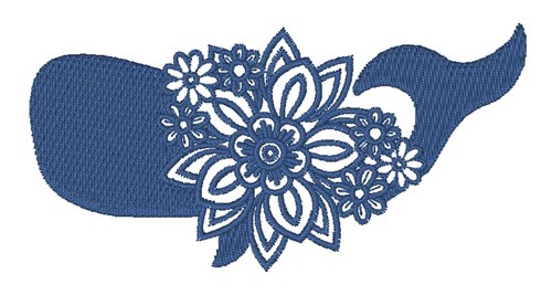 Floral Whale Silhouette Machine Embroidery Design